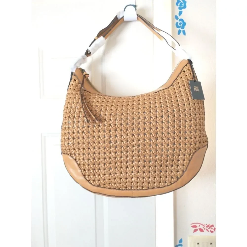 New! FRYE Melissa Woven Leather Scooped Hobo Bag Handbag Adjustable Strap